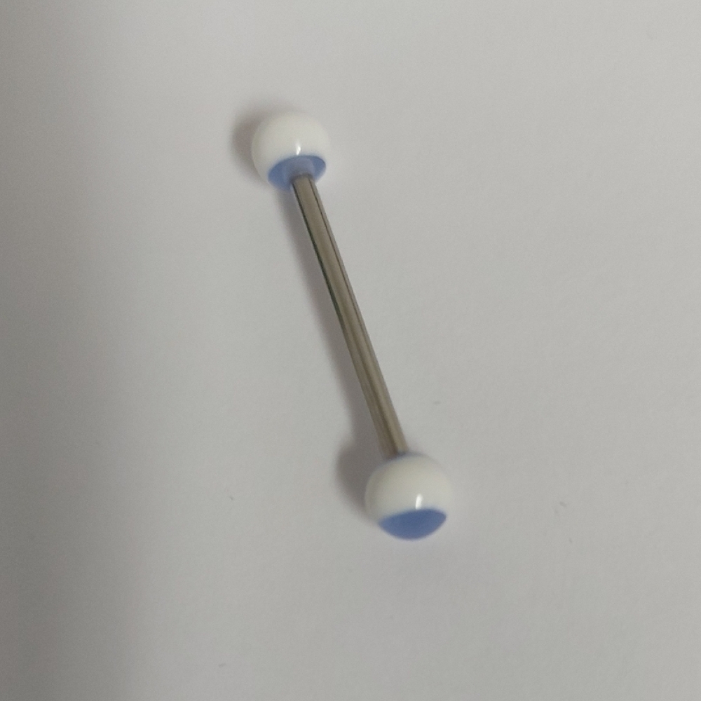 White and Blue Barbell Piercing